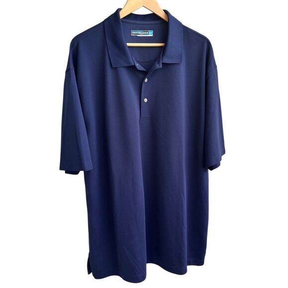 Roundtree & Yorke Performance Polo Shirt 2XT Navy Blue - Picture 1 of 10